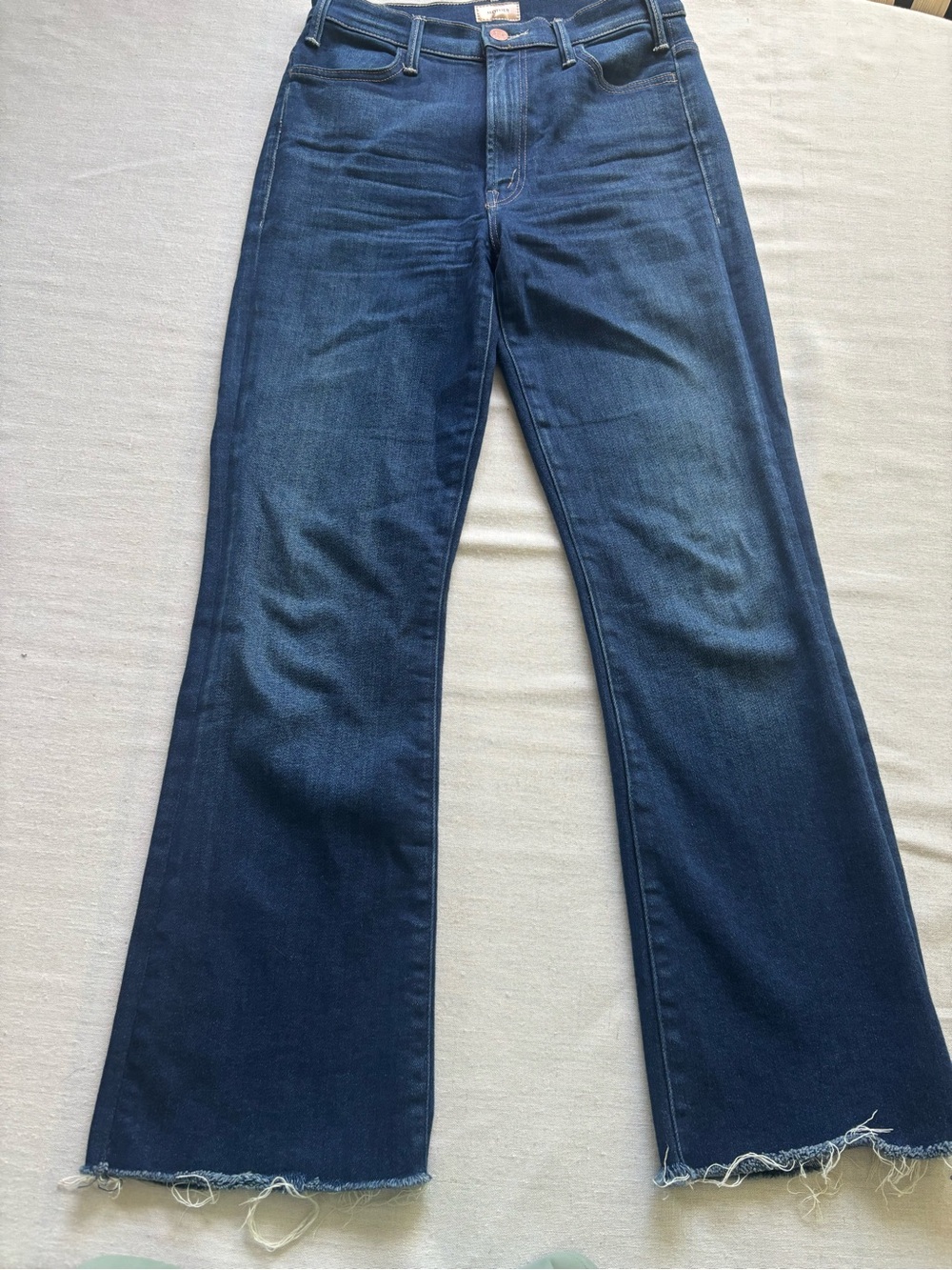 Mother The Hustler Ankle Fray Jeans Home Movies Wash 26 High Rise Flare - Picture 2 of 11